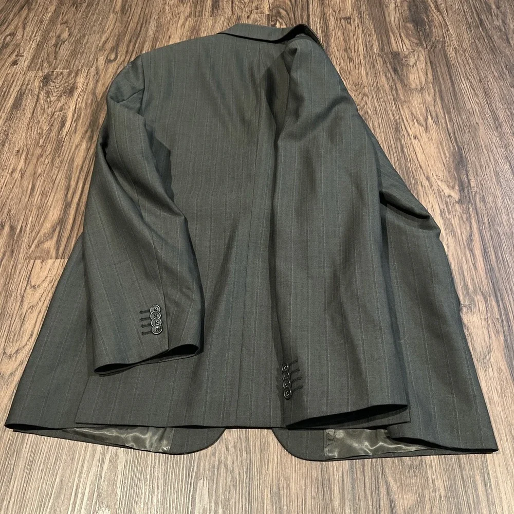 Mens Banana Republic Wool Sports Jacket 46R Gray Pin Striped Blazer